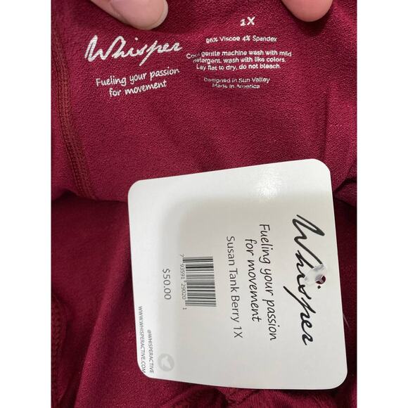 Whisper Womens Burgundy Strappy Tank Top NEW 1X - Picture 8 of 8